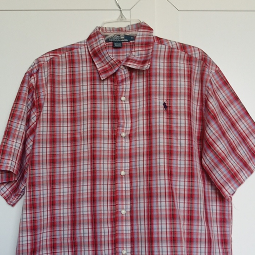 Polo Ralph Lauren Pearl Snaps Button Down Short Sleeve Shirt Size XL EUC